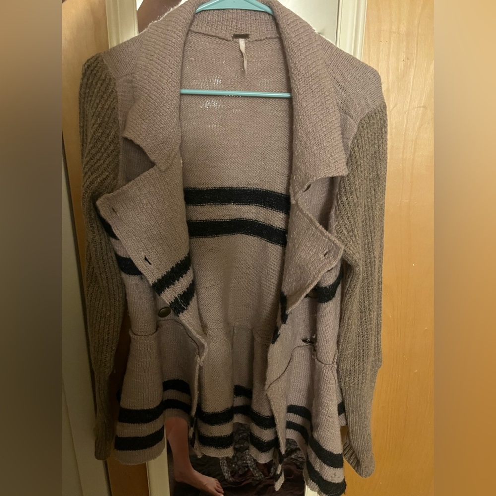 Free People Tan and Black Cardigan